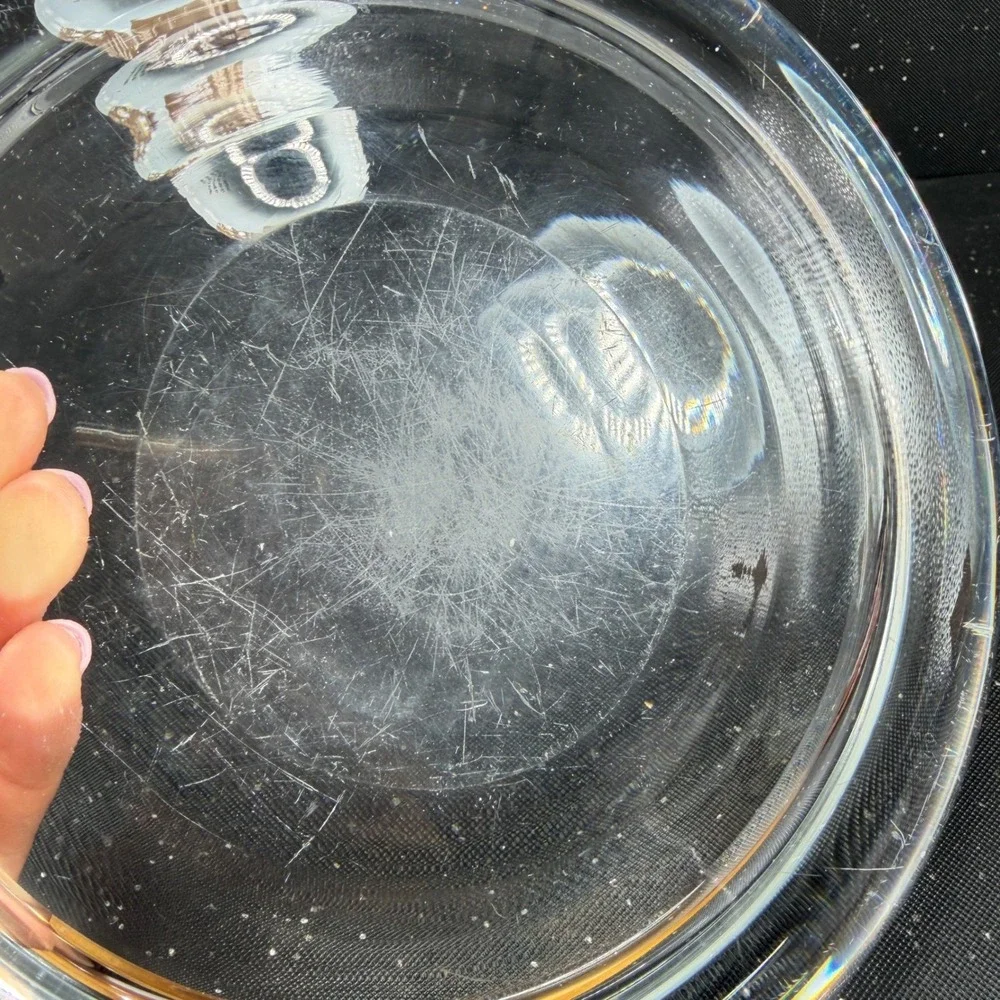Vintage 1960s Sweden Art Glass Ashtray 8 Inch Heavy Clear Crystal MCM Round